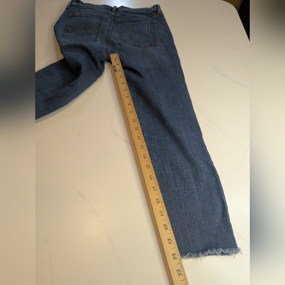 Ann Taylor LOFT Women's Modern Skinny Ankle Blue Jeans Raw Hem Size 4 / 27 - Picture 3 of 10